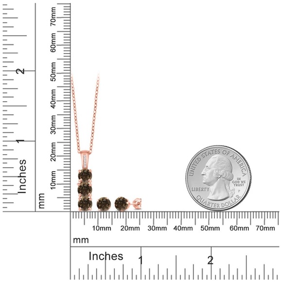 18k Chocolate Brown Diamonds Quartz Set - Picture 5 of 6